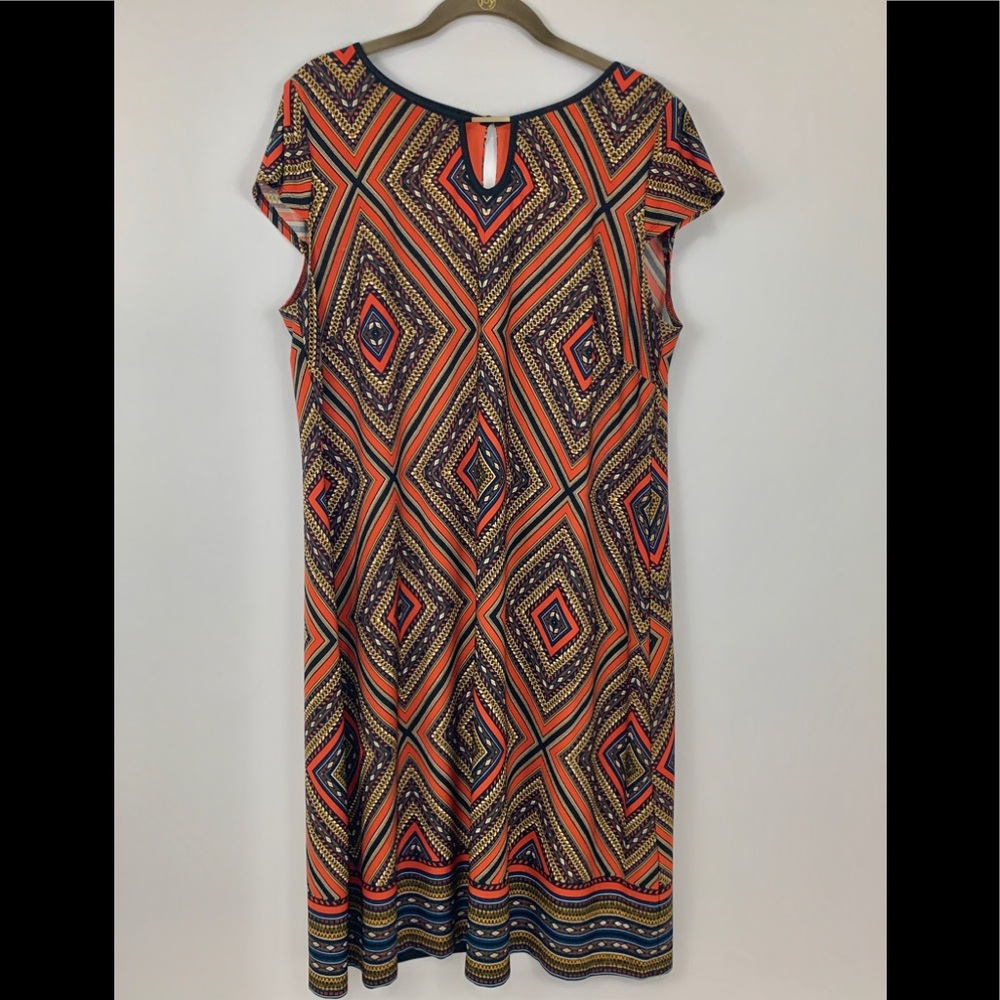 DB Geometric Signature Orange, Black Dress 14W